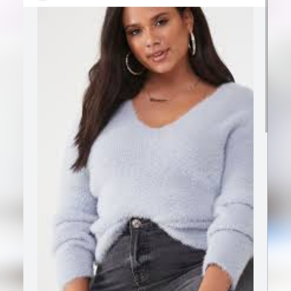 Forever 21 Sweaters - Forever 21 Cozy Oversized V-Neck Sweater in Soft Blue